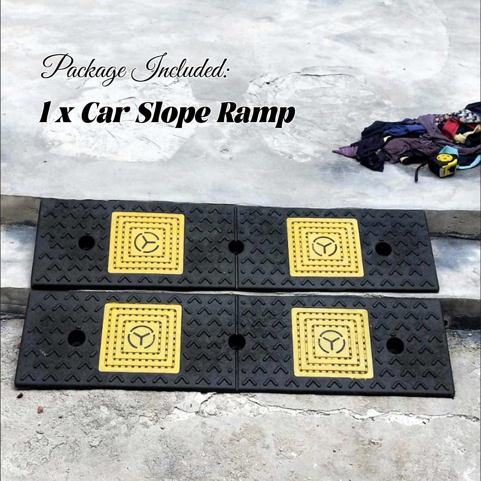 YAEGER 1 Piezas Rampa de Acceso de Goma Rampa Acceso Coche PortáTil para Sillas Ruedas, Coches, Camiones, Bicicletas y Motos Rampa de Umbral Antideslizante(Height 4cm/1.6")