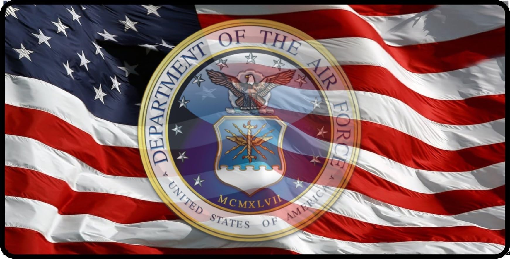 Amazon.co.jp: アメリカ空軍 透明ロゴ 旗写真 ナンバープレート