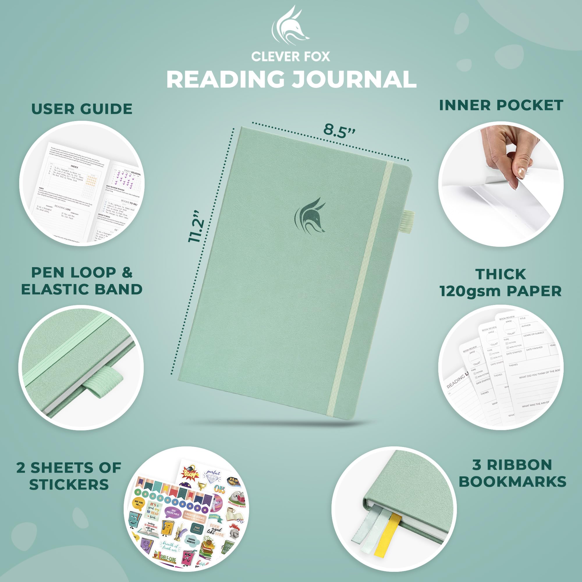 Clever Fox Reading Journal Large, Guided Book Review Log & Tracker, Gifts & Accessories for Reading Lover - Image 2