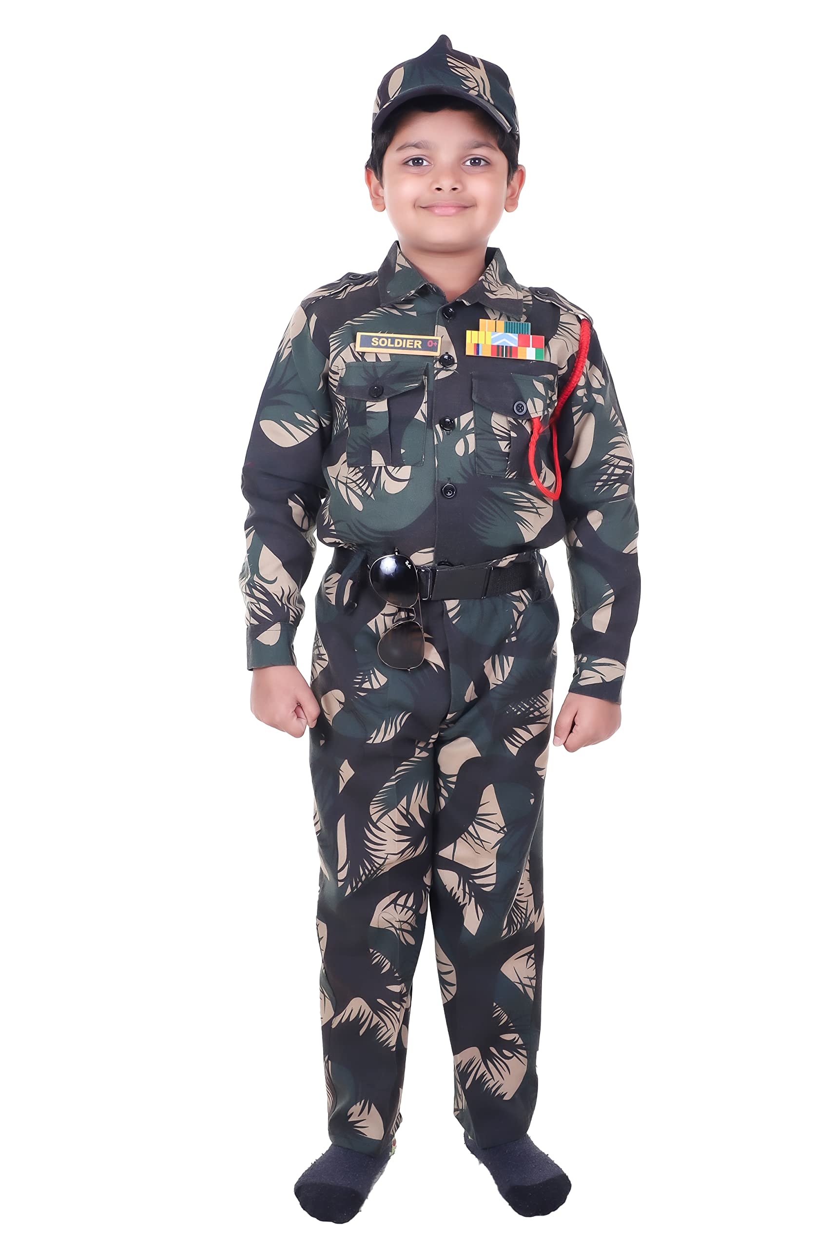 Raj Costume Army Dress for Kids, Indian Military Soldier Fancy Dress Costume, Polyester Fabric-image-24
