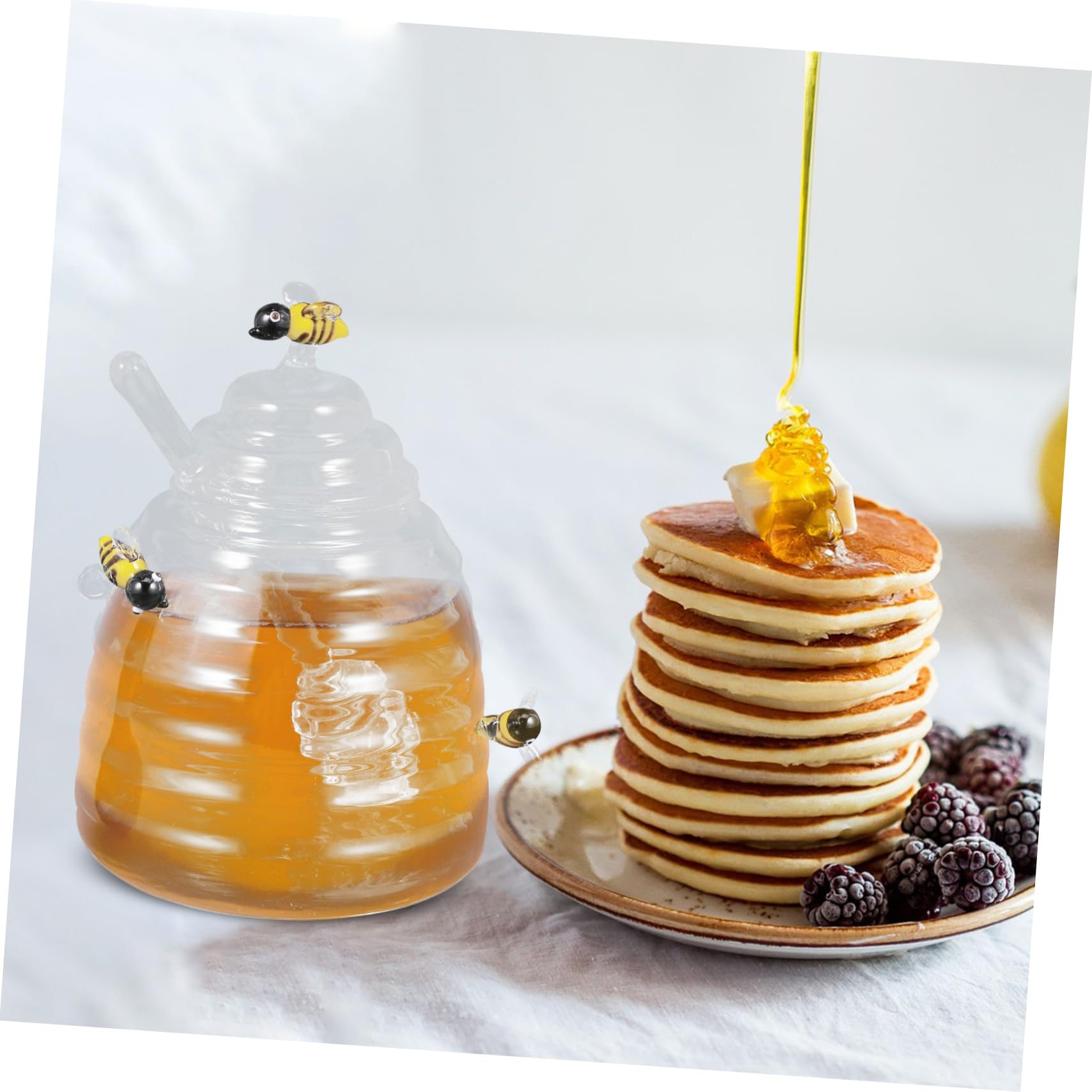 SOLUSTRE 1 Set Honey Pot Small Honey Jars Honeypot Small Containers with Lids Jars Container Honeypot Glass Syrup Dispenser Syrup Dispenser Glass Transparent re-usable