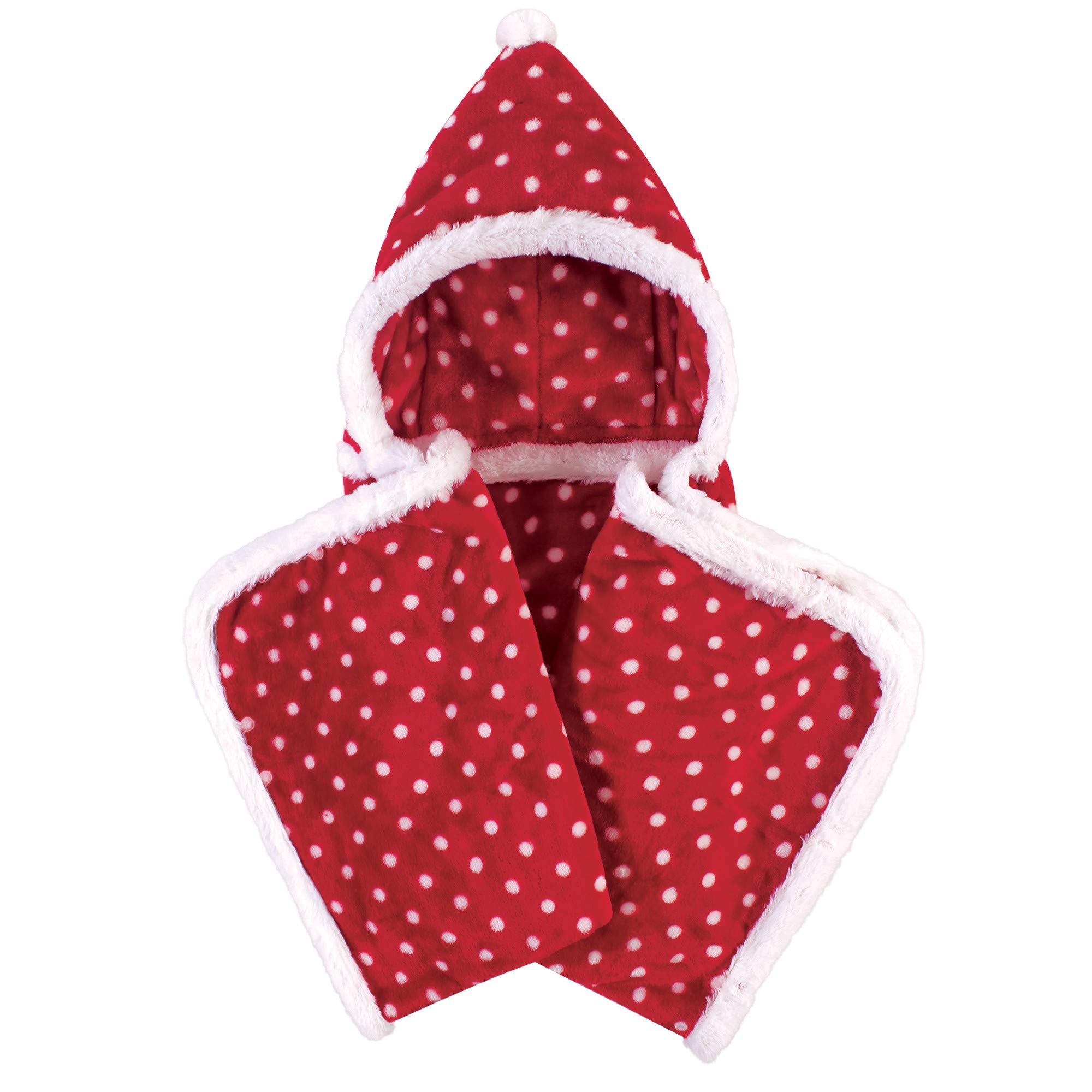 Hudson Baby Unisex Baby and Toddler Hooded Animal Face Plush Blanket, Red Polka Dot, One Size