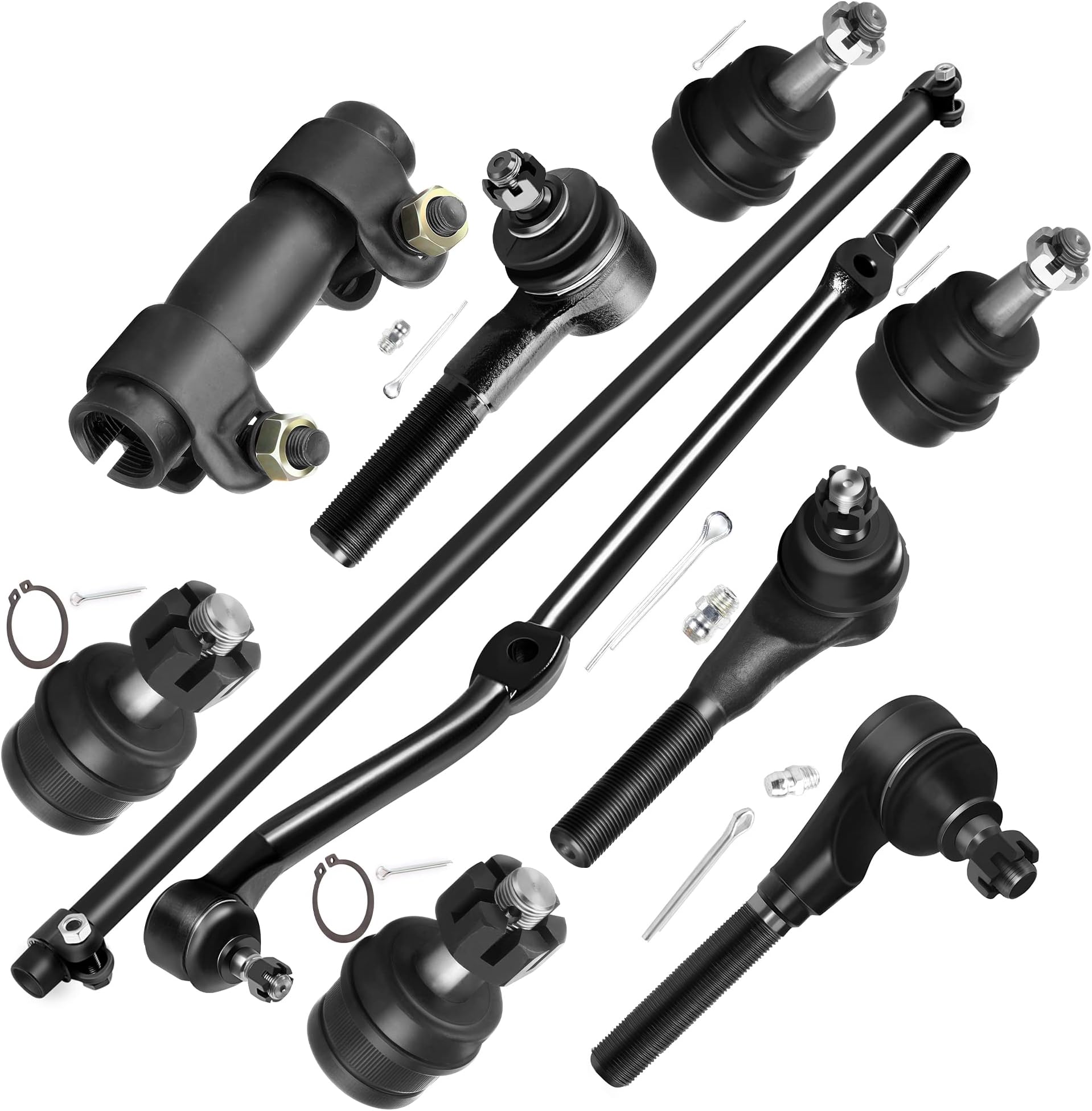 10pcs Front Suspension Kit Lower Upper Ball Joint Inner Outer Tie Rod Ends Adjusting Sleeve Fit 1991-2001 For Jeep for Cherokee 1991-1992 Comanche