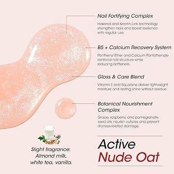 GELLEN Active Glow Nail Polish, 6-In-One-Step Nail Strengthener Air Dry | Strength-Boost Complex Squalane Pro-Vit B5 Calcium Care for Nourished, Healthier Nails, Ultra-Glowy Milky Shine Finish