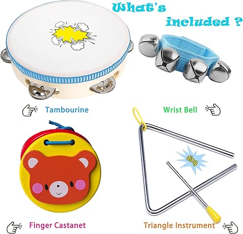 Miniatura 5 de Juego de instrumentos musicales para niños pequeños, instrumentos de percusión de madera para bebés, juguetes para niños que juegan educación