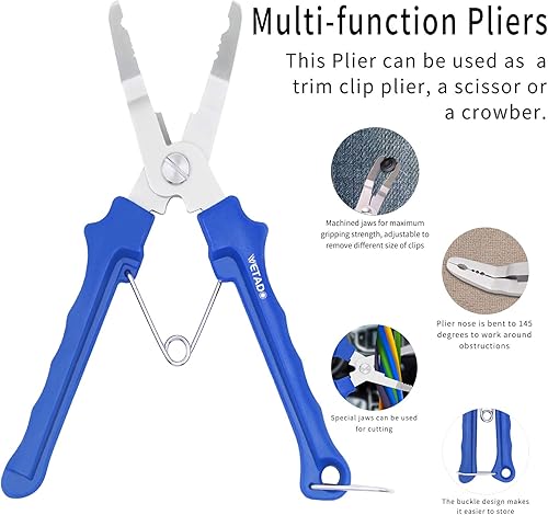 Miniatura 4 de Wetado - Juego de 3 alicates de clip y herramienta de extracción de sujetadores, kit de herramientas de extracción de moldura automática, kit de