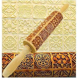 Embossing Rolling Pin,Rolling Pins for Baking,Christmas Wooden Rolling Pin, Deep Engraved Embossing Rolling Pin Kitchen Decor Tools for Baking Embossed Cookies (Window Grilles) Embossing Rolling PinRolling Pins for BakingChristmas Wooden Rolling Pin Deep Engraved Embossing Rolling Pin Kitchen Decor Tools for Baking Embossed Cookies Window Grilles