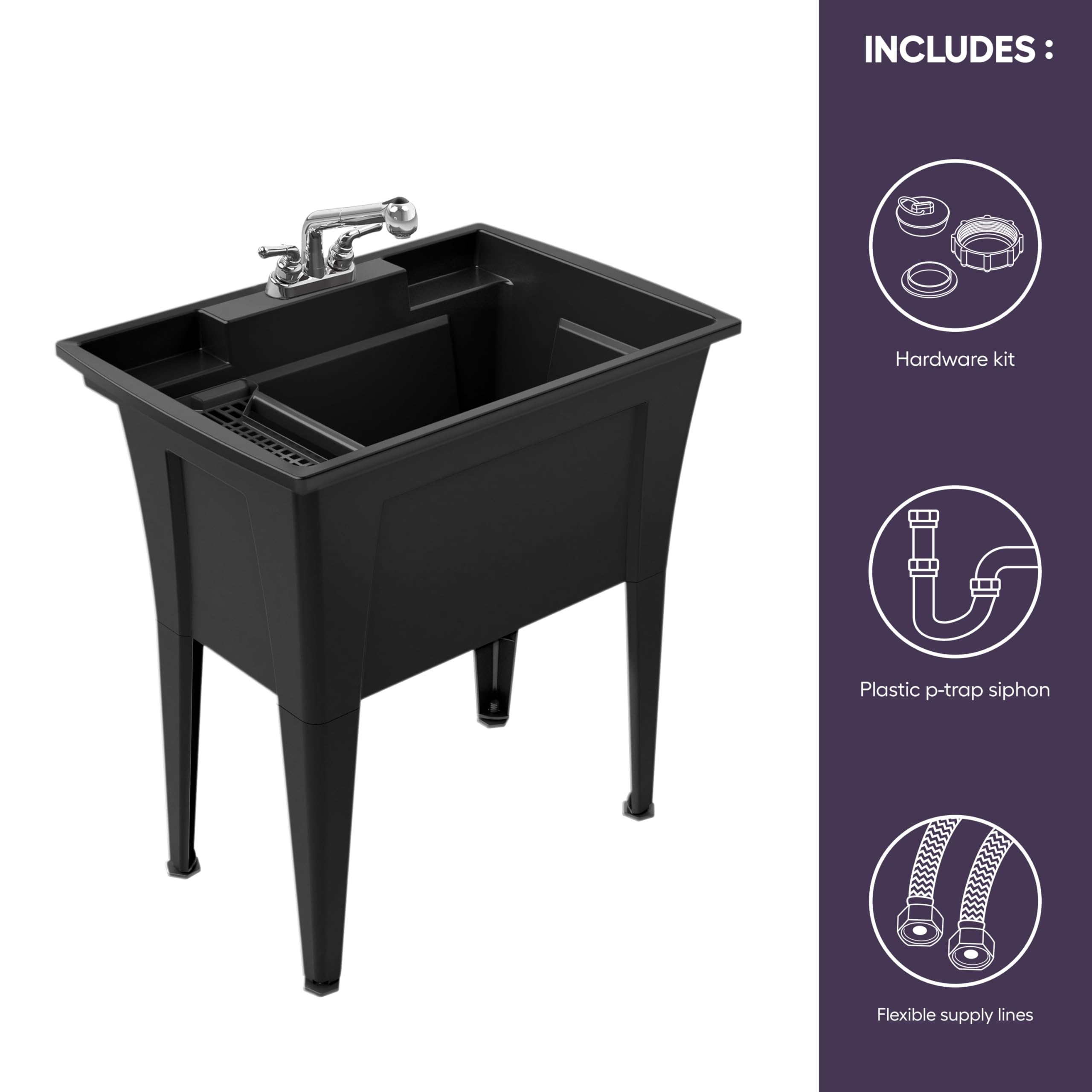 N2OR1　N2BK1 Freestanding Utility Sink with Two Handle Chrome Faucet - 32