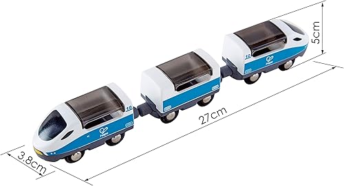 Miniatura 5 de Hape E3728 - Juguete de tren interurbano, juego de juguetes de tren para niños con accesorios, 3 carros magnéticos de apertura/cerrar, figuras de