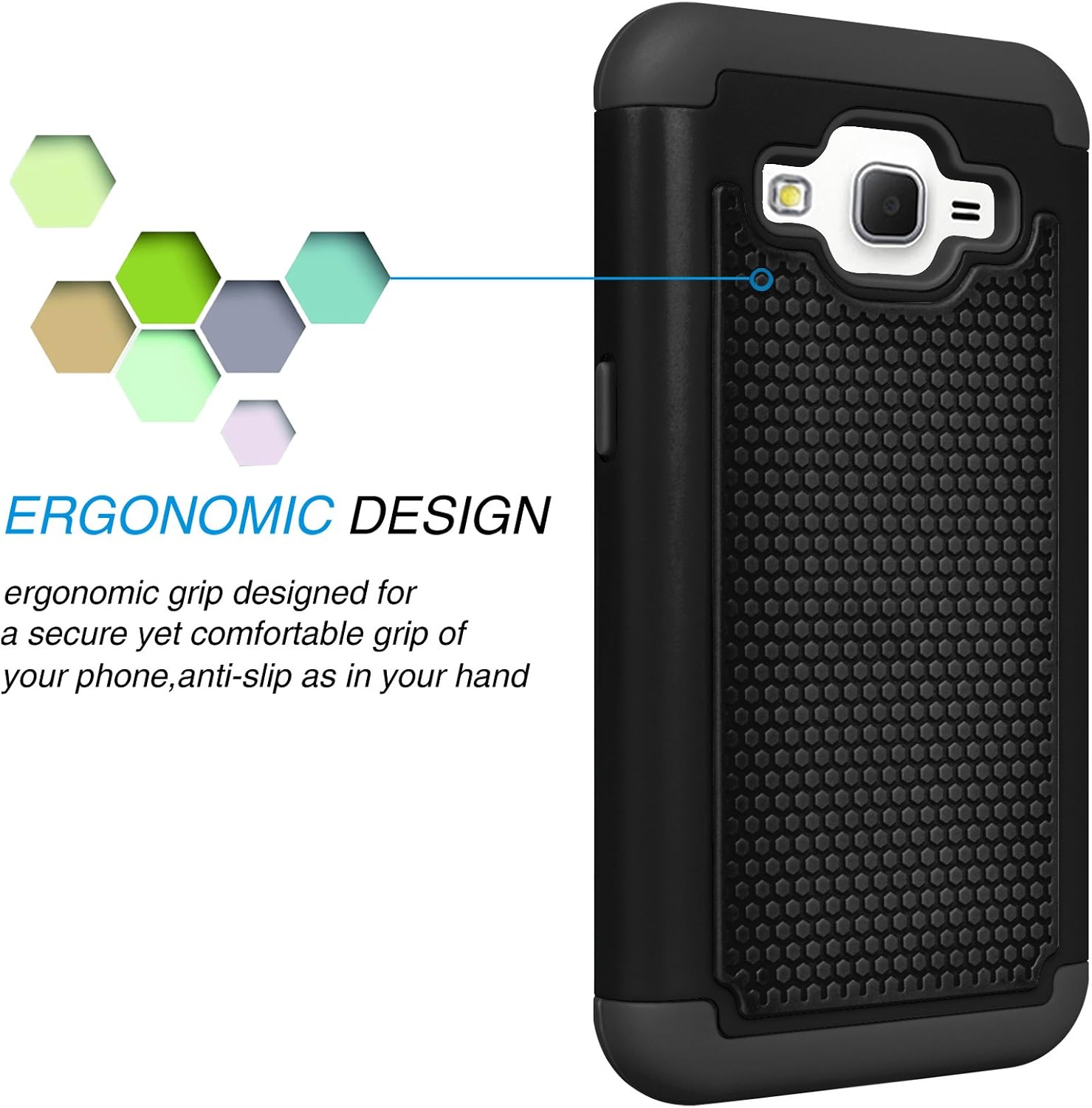 Tekcoo Core Prim Case, (TM) [Tmajor Series] [Coal Black] Shock Absorbing Hybrid Rubber Plastic Impact Defender Rugged Hard Protective Case Cover Shell for Samsung Galaxy Core Prim/Prevail LTE