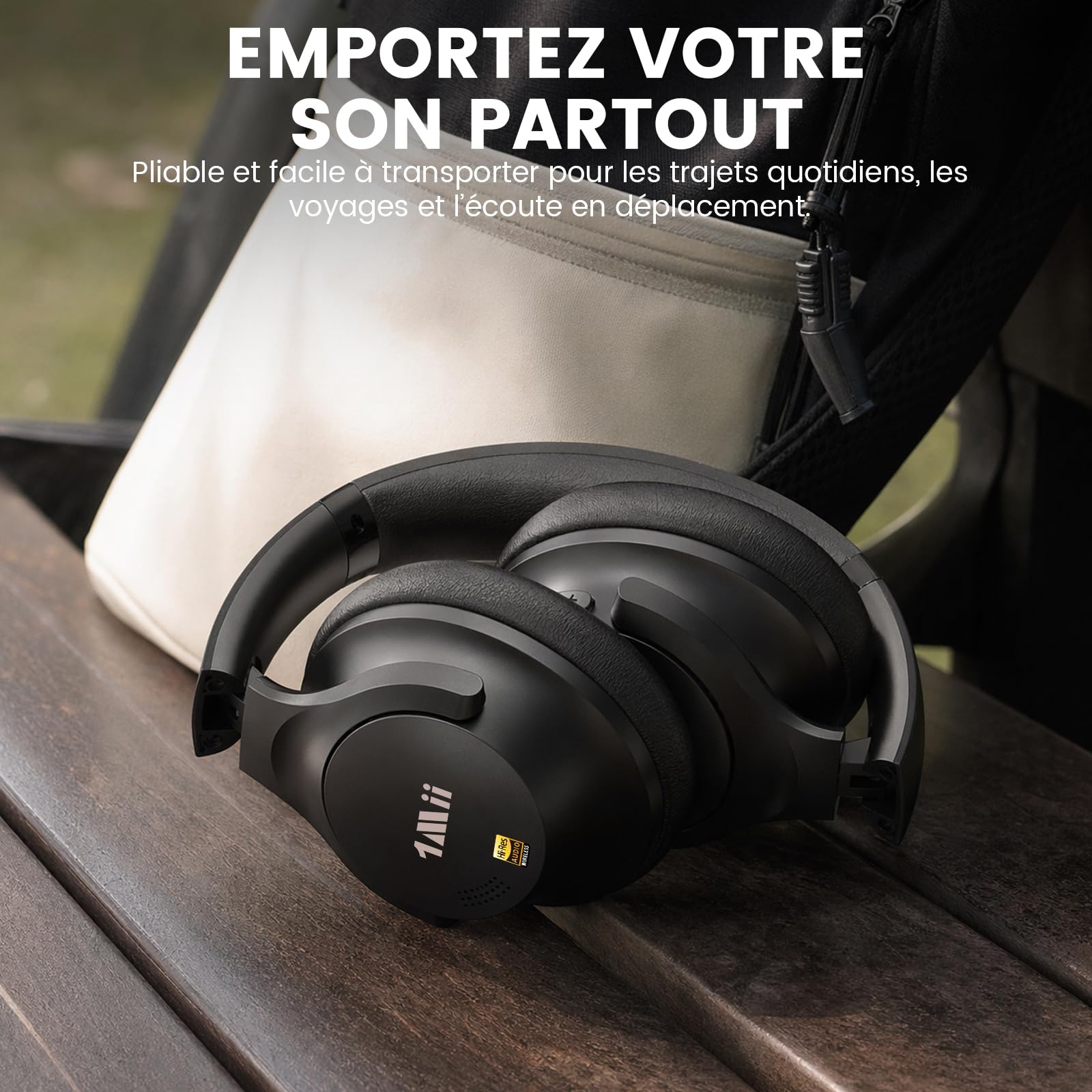 1Mii Y8+ Casque Bluetooth 6.0 sans Fil à Réduction de Bruit Active, Noir | ANC Hybride, 100H d'Autonomie, LDAC Hi-Res Audio, Bass Boost, EQ Personnalisé via App, Over-Ear Confortable