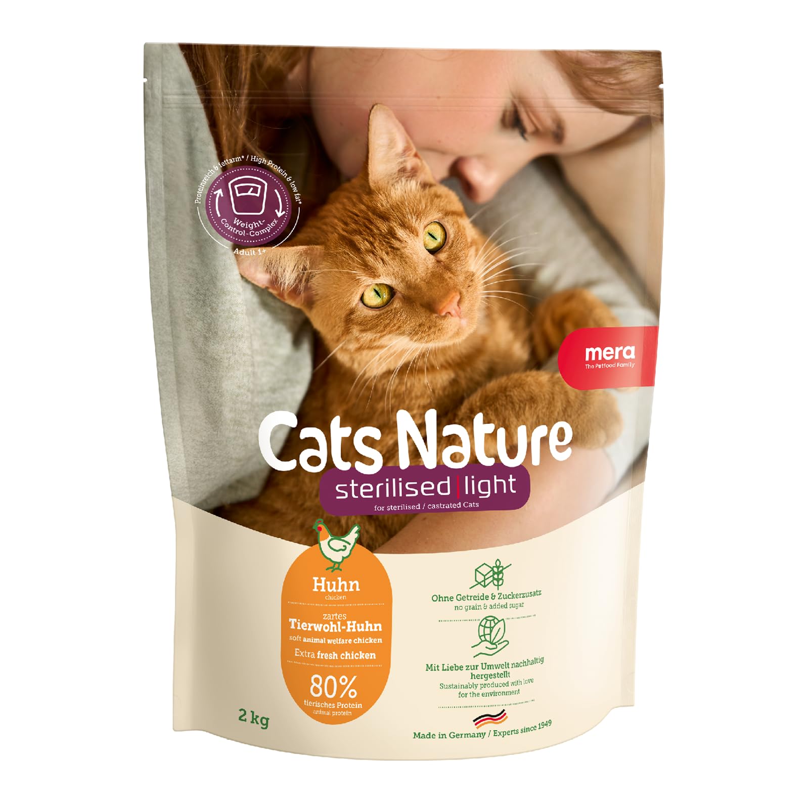 MERA Cats Nature Sterilised Light Huhn 2kg Katzenfutter ohne Getreide