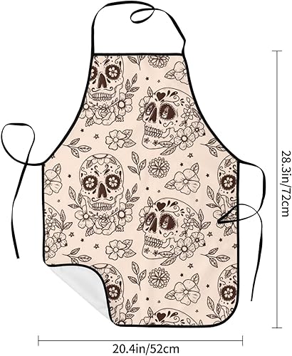 Miniatura 43 de Delantal de calavera de azúcar, delantales de cocina para hombres y mujeres, delantal de cocina, delantal de chef, delantales de jardín ajustables