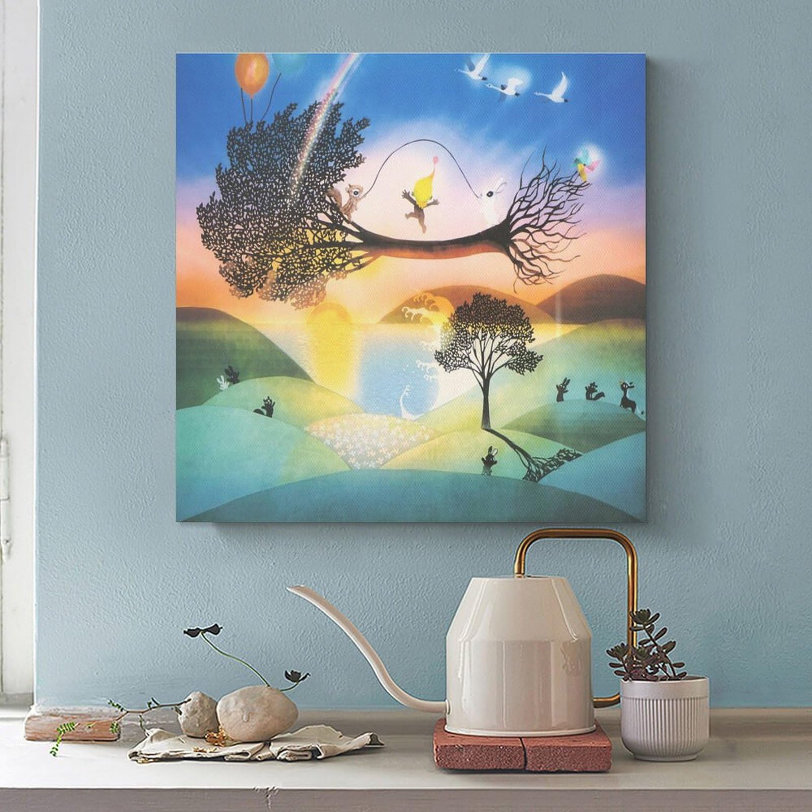 Amazon.co.jp: 藤城清治ポスター絵画「夢がとぶ」影絵 クール 壁アート