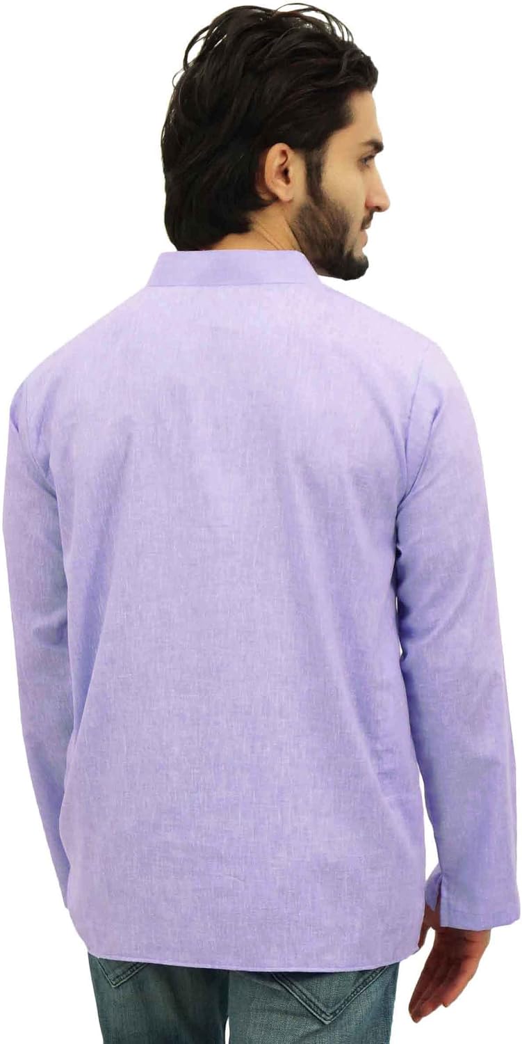 Atasi Ethnic Men's Kurta Full Sleeves Mandarin Collar Cotton Shirt