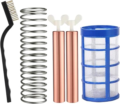 Pool Ionizer Copper Replacement Kit, 7Pcs Copper Anode Replacement Kit Solar Pool Replacement Copper Anode, 4 x 0.71 Inch Threaded M6, Includes Copper Anode, Threaded Basket,Spring,Wing Screw,Brush