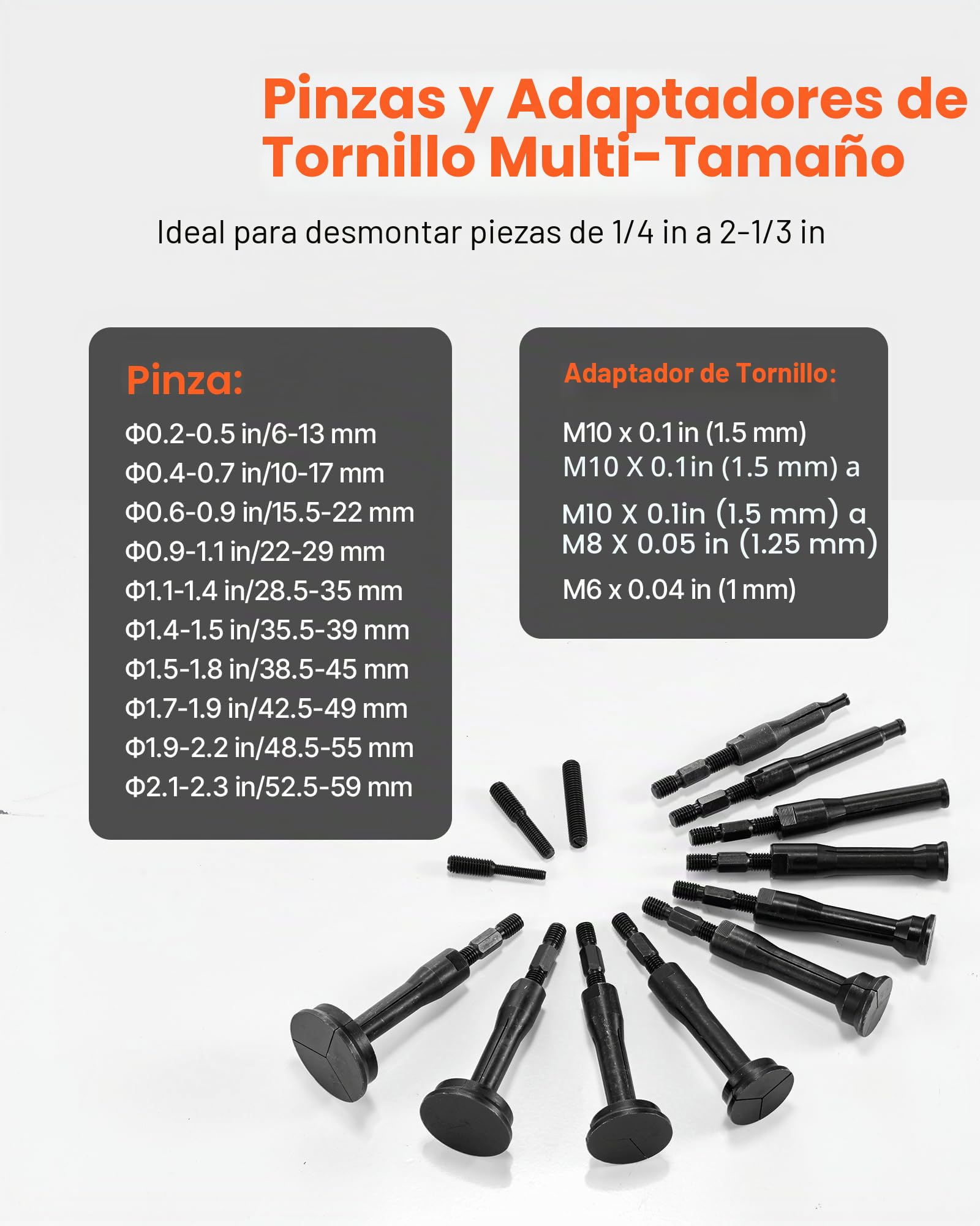 VEVOR Juego de Extractores de Cojinetes para Agujeros Ciegos, 16 en 1, Kit de Extracción de Juntas y Pistas de Cojinetes Internos, Martillo Deslizante, Inserto Piloto, con 10 Pinzas Divididas