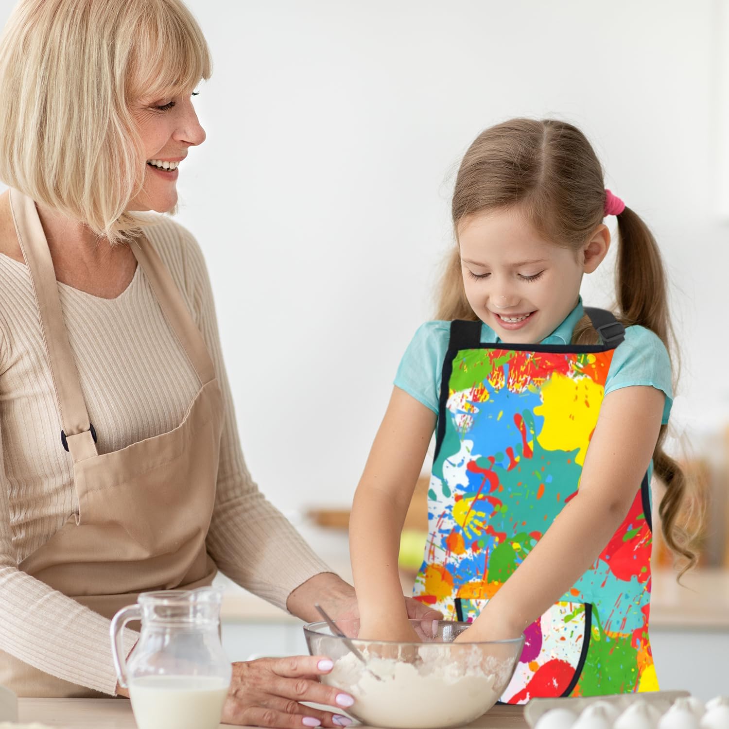 LECTNORE Kids Apron Waterproof Long Sleeve for Kids Children's Art Smock with Pockets for Painting Cooking Eating(Height 80-100cm - Image 3