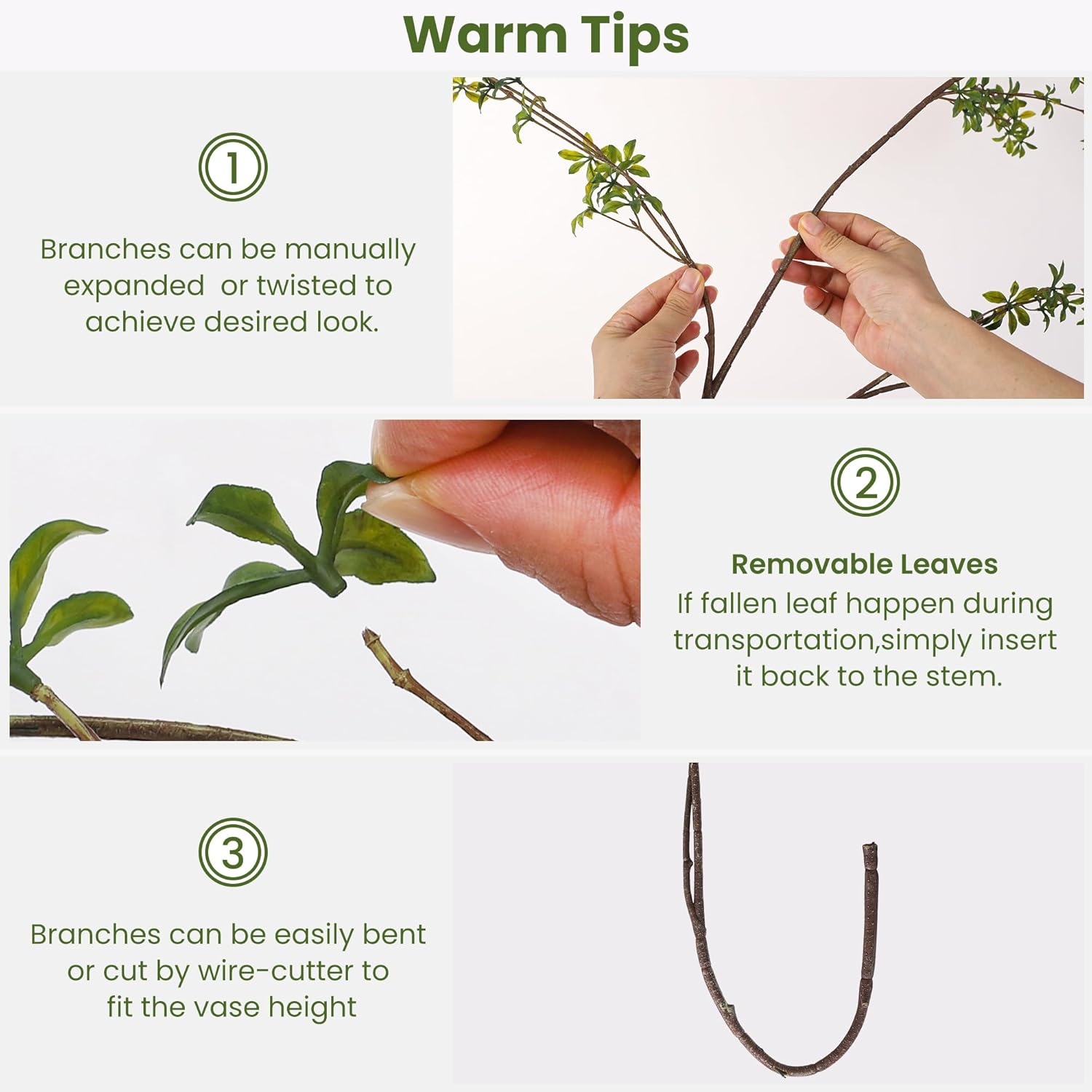 Avoeco Real Touch Artificial Japonica Leaf Branch, Artificial Greenery Stems for Home Office Wedding Vase Filler Shop Decoration (4, Medium Green)