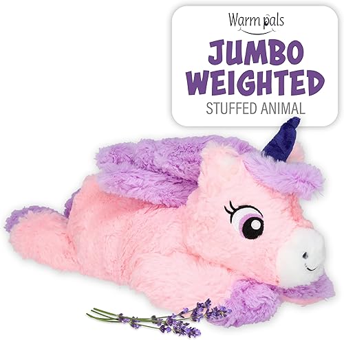 Warm Pals - Unicornio gigante - Animal de peluche con peso y apto para microondas - Peluche térmico para mayor calidez, juguete lindo, suave y