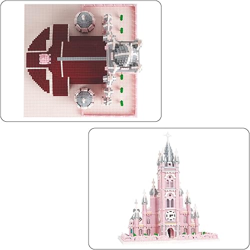 Miniatura 8 de Geniteen Micro Mini bloques de construcción modelo de iglesia rosa conjunto de construcción modelo de arquitectura famosa, kit de construcción, 7017