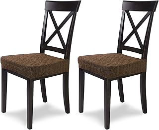 SCHEFFLER-Home Anna 2 Fundas para Asiento de sillas, Estirable Cubiertas, extraíble Funda con Banda elástica, Marrón