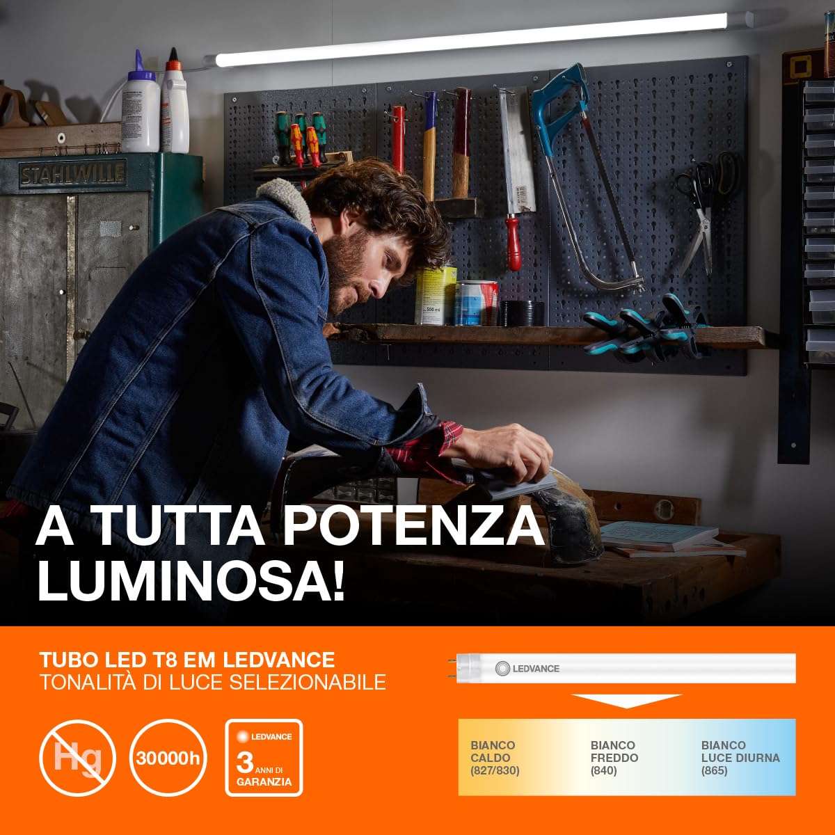 OSRAM LED TUBE T8 18 EM 600 mm, tubo LED lineare, 6.6W, 800lm, 4000K, luce bianca fredda, sostituzione LED per tubi fluorescenti T8 con attacco G13, lunga durata, basso consumo energetico