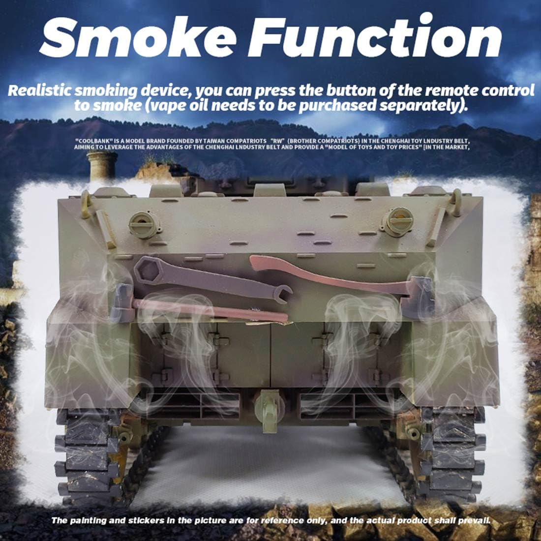 Char RC 1:16 2.4G Télécommandé Simulation de Char M5A1, RC Tank Véhicule Militaire Réservoir Télécommandé avec Lumières et Sons