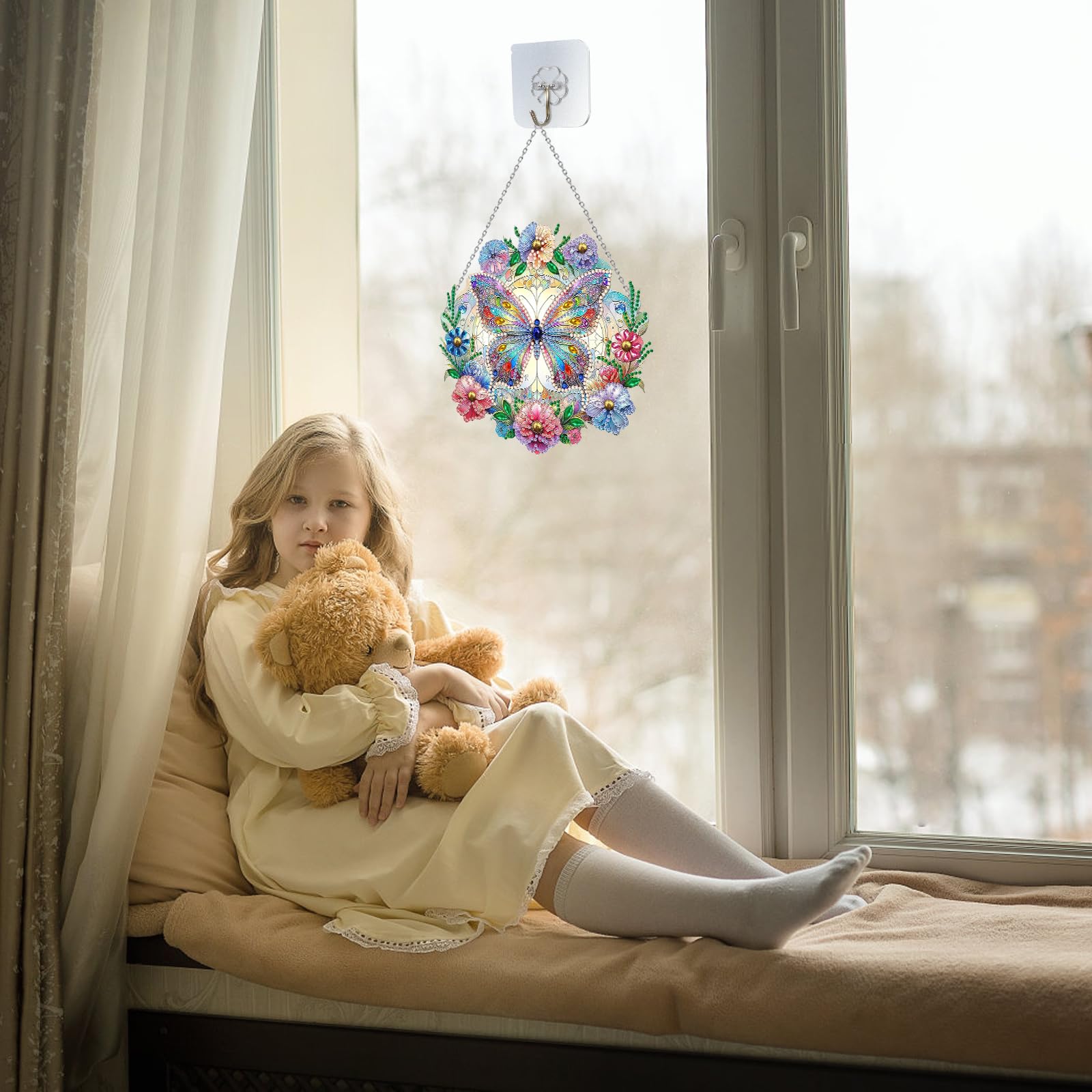 Kit Diamond Painting Pendente Farfalla - DIY Con Diamanti 5D, Catena Inclusa, Per Decorazione O Regalo - Foto 5