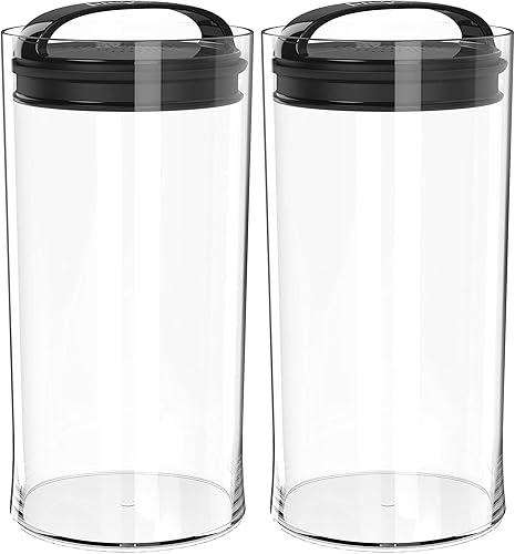 Prepara Evak Fresh Saver - Recipiente sin aire de 4 cuartos de galón con mango negro, transparente (paquete de 2)