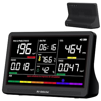 bonoch 16 in 1 Air Quality Monitor Indoor 7" Display Wildfire CO2 Monitor