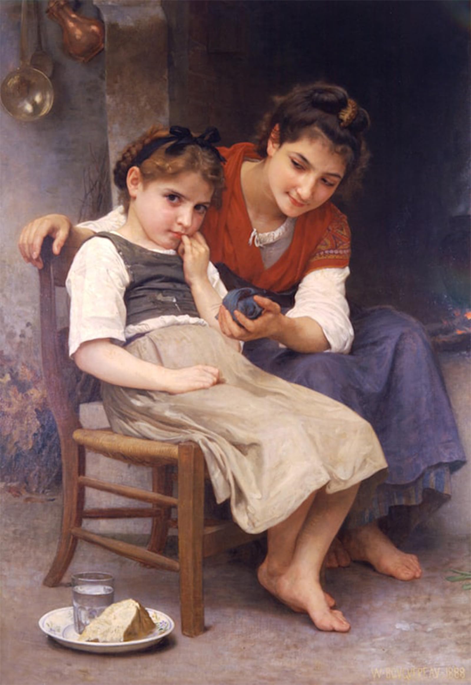 ARTXLXXBN Famous Painting Canvas Artwork Graffiti Print Petite Boudeuse by William Adolphe Bouguereau Portrait Canvas Image for Home Decor 60x90cm