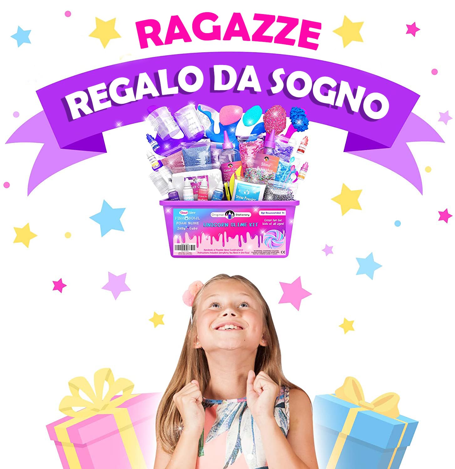 Original Stationery Unicorn Slime Kit Completo, Laboratorio Slime per Bambine – Fabbrica dello Slime Unicorno Soffice, Attivatore Kit Fai Da Te Regalo