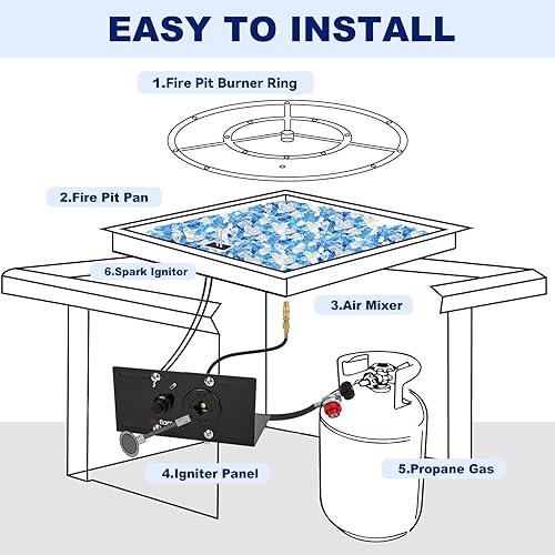 Miniatura 5 de Skyflame Kit de encendido de chispa para quemador de gas para hoguera, incluye botón de encendido, válvula de llave de gas recta 34 con llave, color