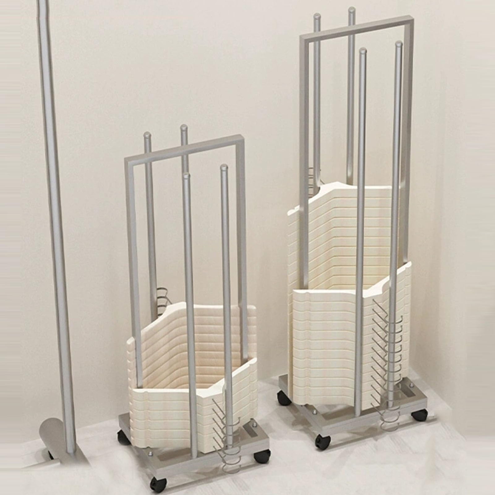 Generico Organizzatore for grucce impilabile con ruote, supporto for grucce in metallo for negozi di abbigliamento specializzati, centri commerciali, lavanderia(Silver,H-100cm)