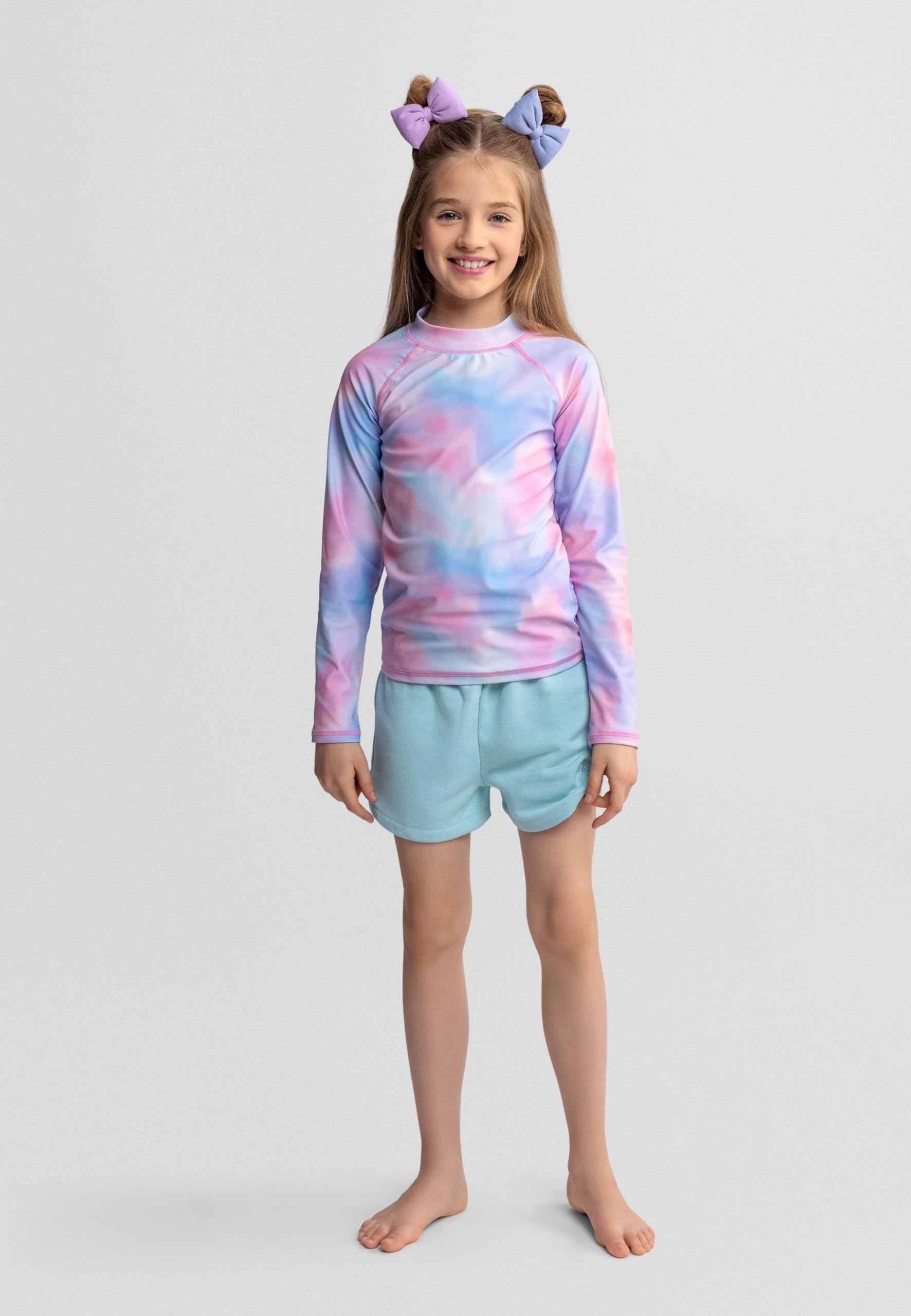 Minoti Mädchen UV Schutz Langarm Schnell Trocken Shirt Kinder Rash Guard mit Spandex Tie-Dye