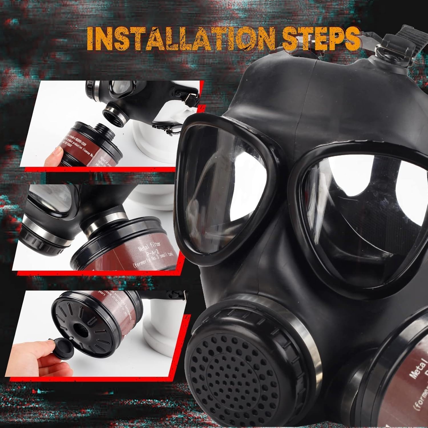 Gasmaskenfilter, 40-mm-Aktivkohlefilter Kompatibel mit der 6800 Vollgesichts-Gasmaske und Anderen Atemschutzmaske, Einzelner Austauschbarer Filter Gegen Dämpfe, Staub, Farben, Gase und Chemikalien