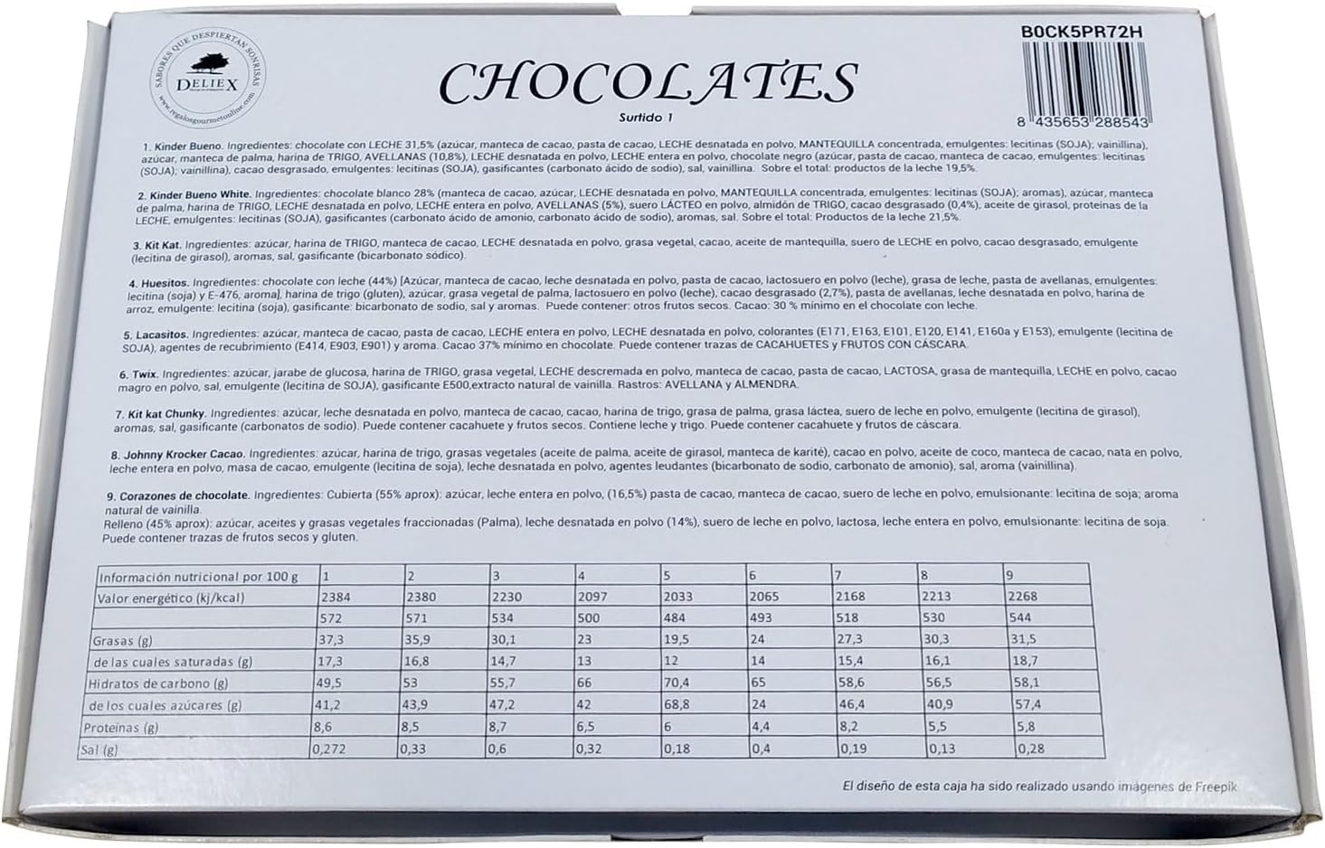 Deliex delicias de Extremadura. Surtido de chocolates para regalo. Cestas de chocolates para regalar. Regalo original para mujer y hombre amantes de lo dulce. (SURTIDO 1)