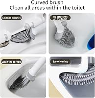 DENTSHIELD 2 db Szilikon WC Kefe Szivárgásmentes Tartóval, Gyorsan Száradó Fürdőszobai Toalett Tisztító Készlet, Könnyű Többszínű 4