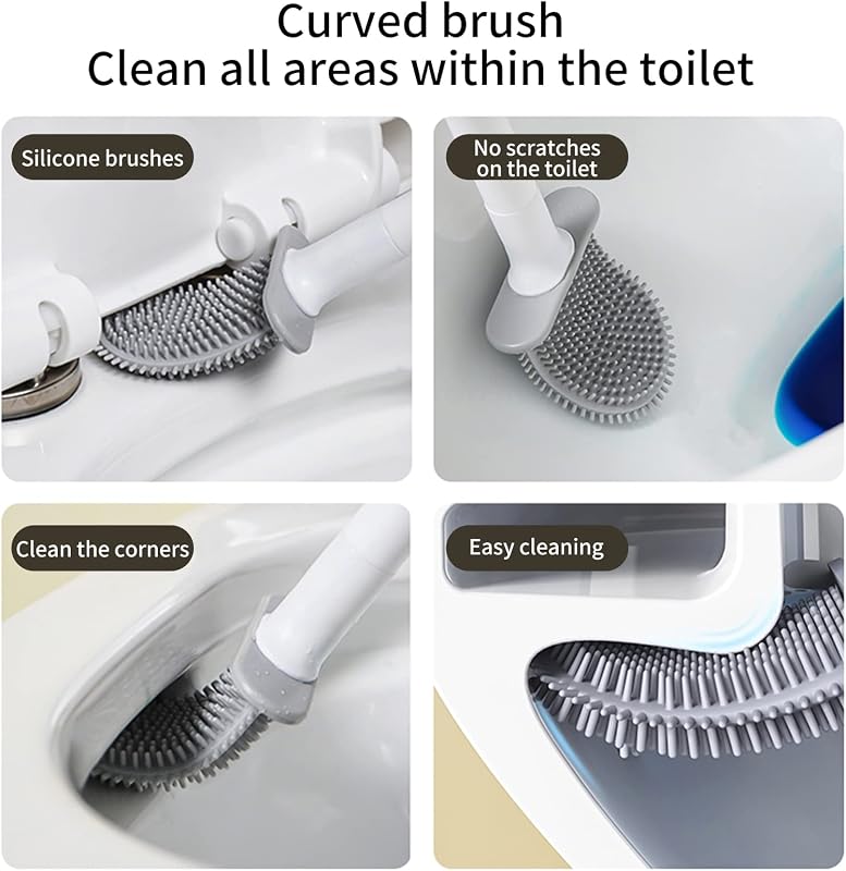 DENTSHIELD 2 db Szilikon WC Kefe Szivárgásmentes Tartóval, Gyorsan Száradó Fürdőszobai Toalett Tisztító Készlet, Könnyű Többszínű