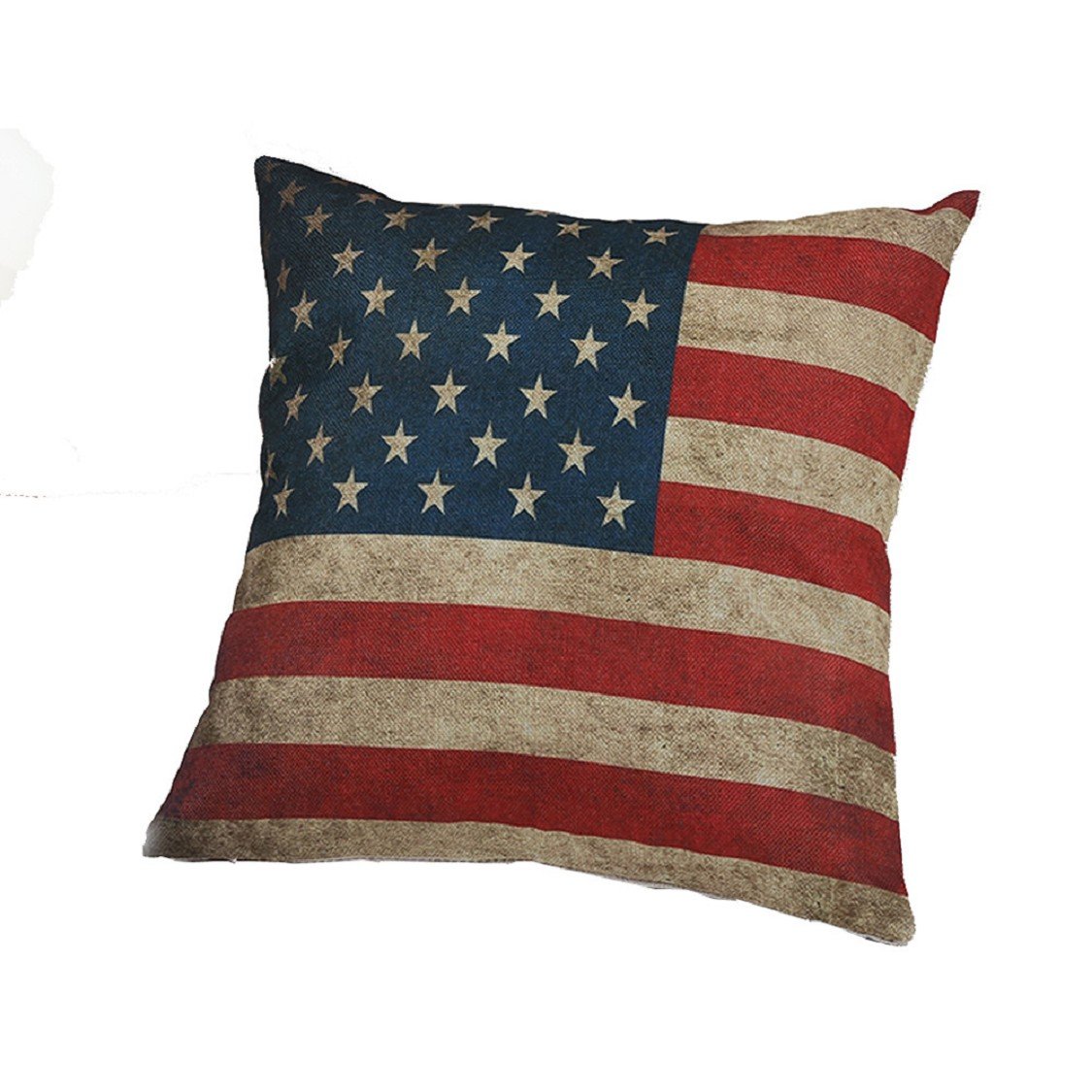 Vintage Square American Flag Pillow Case Sofa Waist Throw Cushion Cover Home Decor(18" x 18") (Blue&Red)-image-15