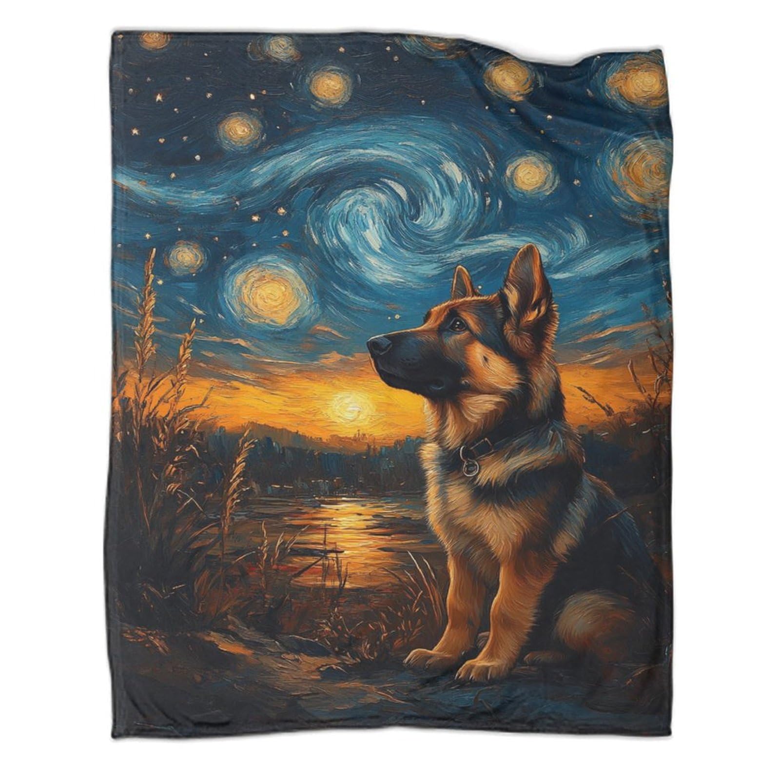 Couverture berger allemand lit de voyage et plaid de nuit pour adultes