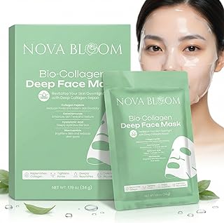 Nova Bloom Bio-Collagen Deep Overnight Mask – 4-Week Intense Skincare Routine Kit – Hydrating Bridal & Event Prep Facial Treatment – Low Molecular Collagen & Niacinamide (Pack of 12)