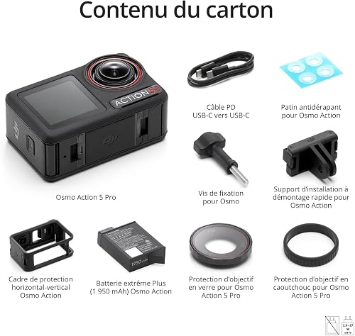 DJI Bundle Essentiel Osmo Action 5 Pro, Caméra Étanche avec Capteur 1/1,3", Vidéo 4K/120 IPS, Suivi de Sujet, Stabilisation, Double Écran Tactile OLED, Caméra d’Action 4K Idéale pour Sports, Vlog - 7