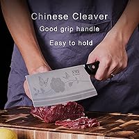 Vista 15 de TJ POP Chinese Chef Cleaver, 7.5 Inch Stainless Steel Knife with Ergonomic Handle, Ultra Sharp Kitchen Knife for Home and Restaurant
