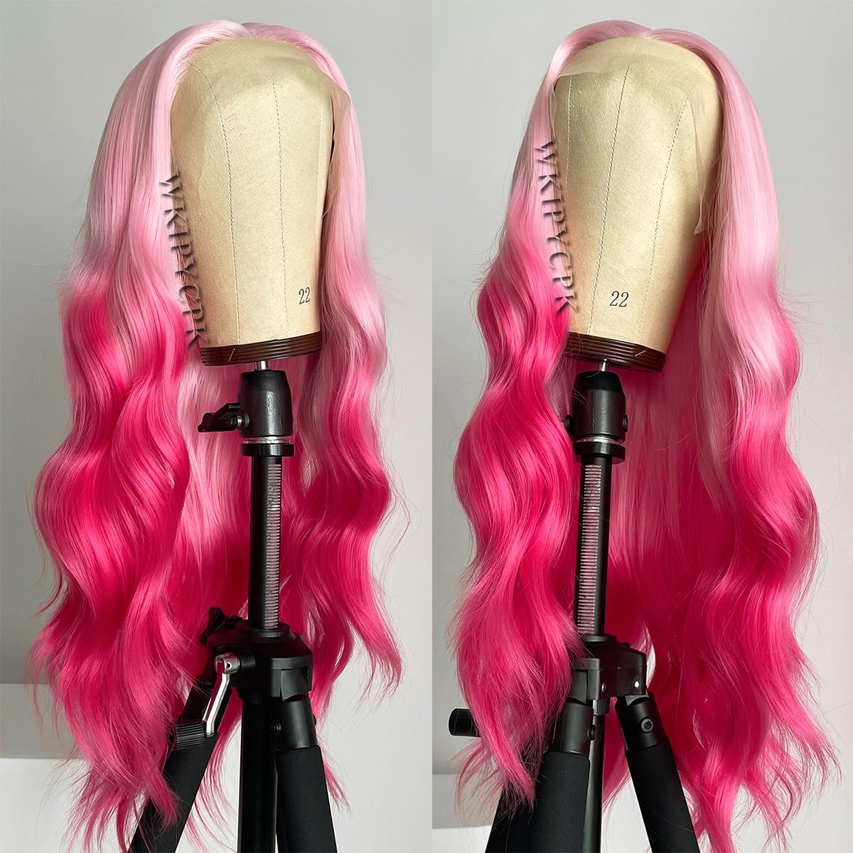 - ?24” CURLY PINK OMBRÉ WIG LACE FRONT WIG? *NEW* Amazon.com : YMS Ombre Pink Human Hair Wigs for Women Pink  main image 4