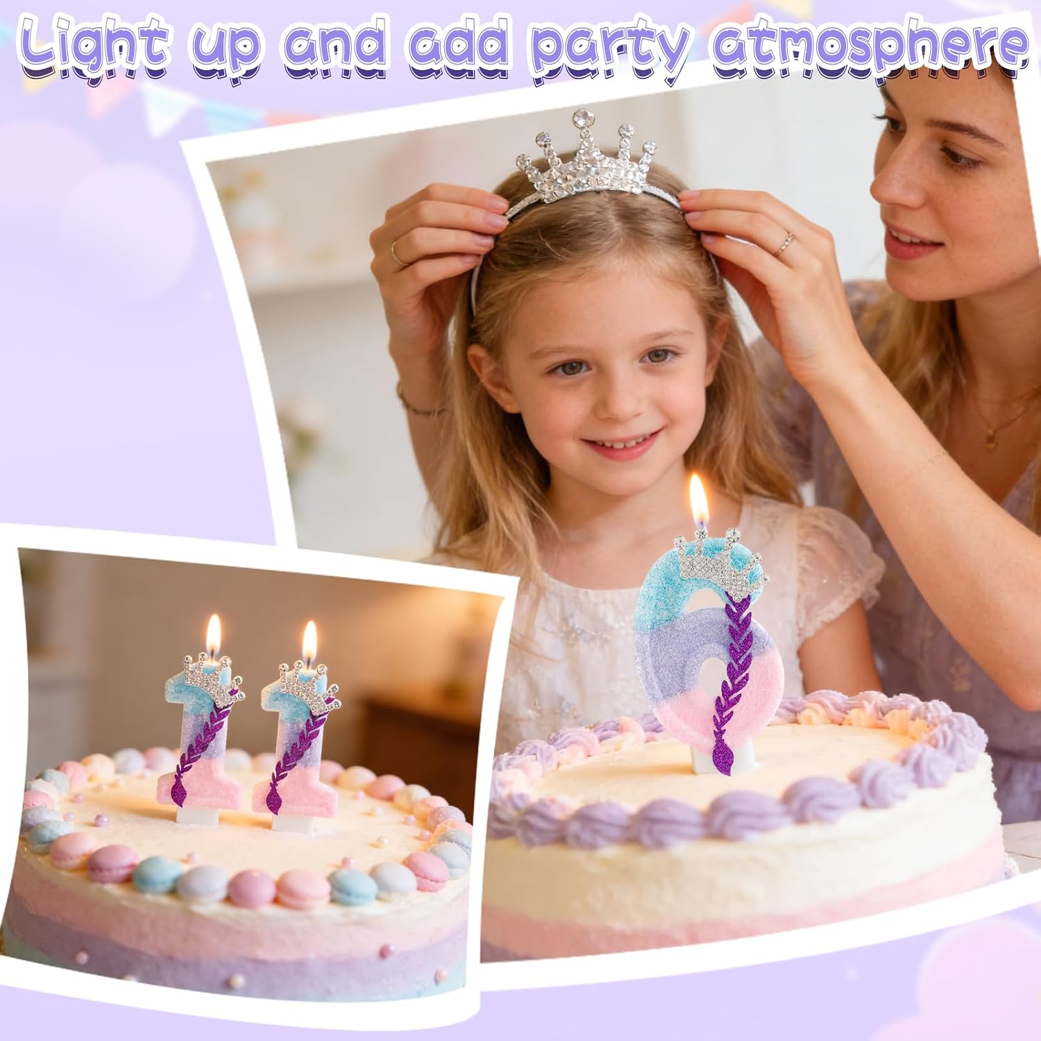 Kpop Theme Birthday Number Candles,Purple Pink Crown Birthday Candles for Cake,Glitter Number 10 Candle Cake Topper with Sequins for Kpop Theme Birthday Anniversary Party Decorations Supplies image 5