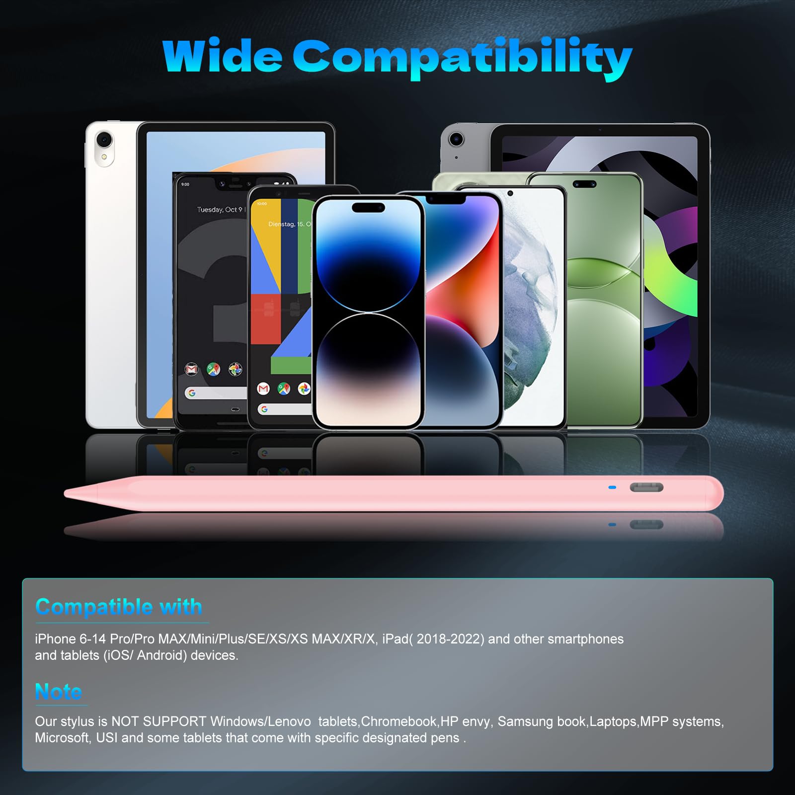 Lápiz capacitivo activo para pantallas táctiles con diseño magnético, recargable, universal, lápiz capacitivo de punta fina para iPad Pro/Air/Mini/iPhone/iOS/Android/tabletas, escritura y