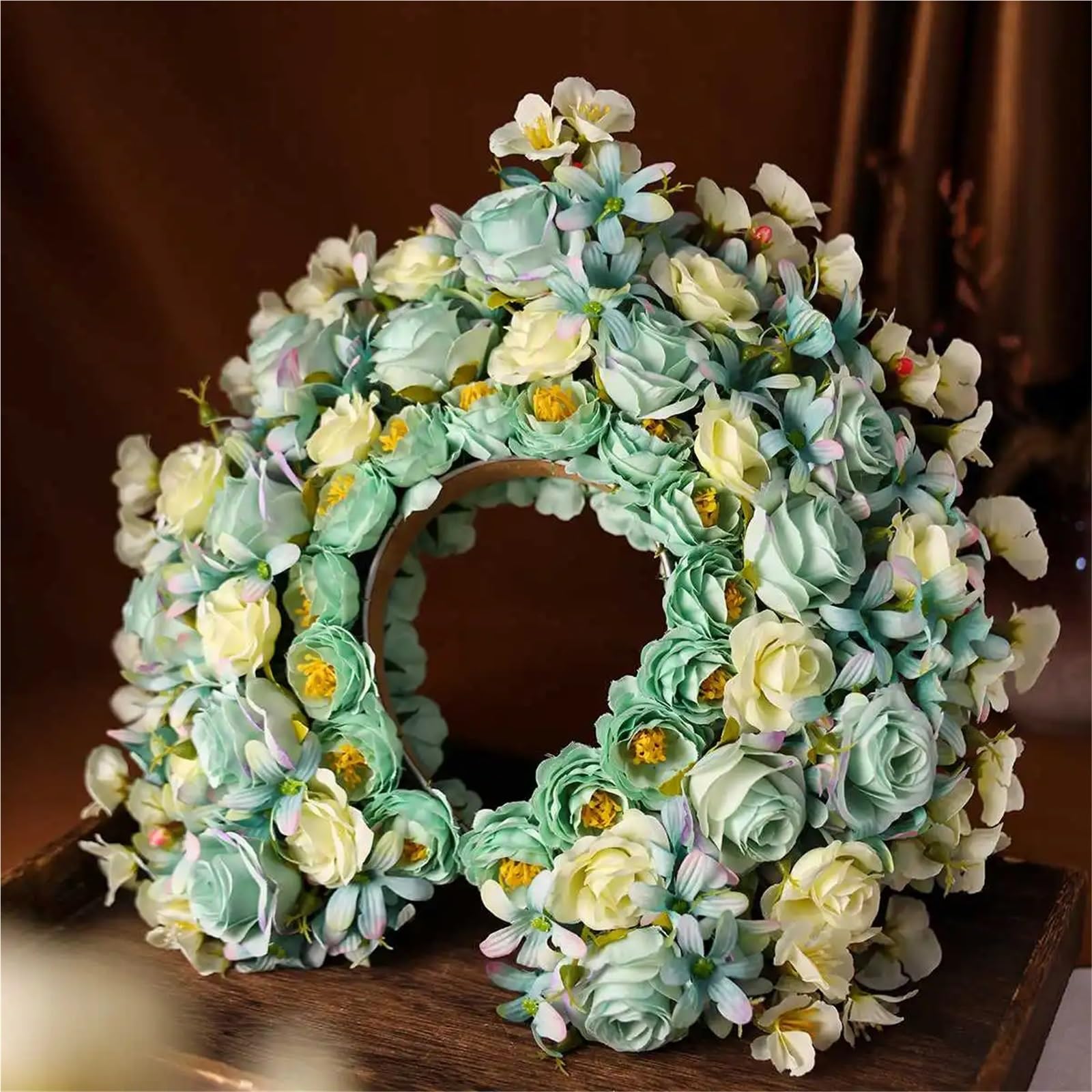 Women Head-Dress Colorful Flower Headband Hair Wreath Wedding Party Costume Headpiece For Bridal Fashion Accessory(14)