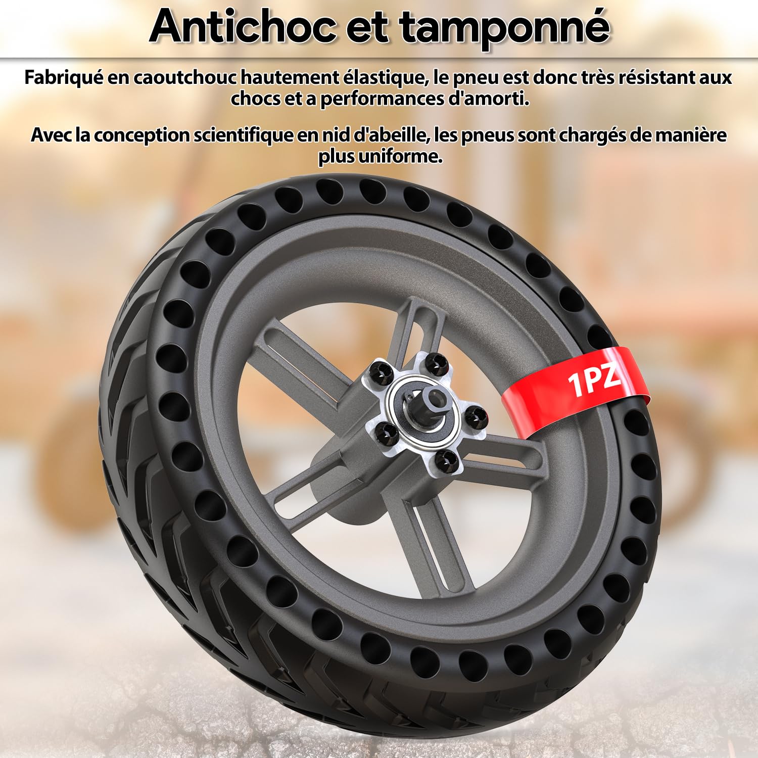 1PZ FMR-PR2 Kit de Roue Solide 8,5 Pouces remplacement pour Xiaomi Pro/Pro 2 | Disque de Frein 120mm inclus | avec Pneu Plein Anticrevaison et Moyeu| Compatible Roue Avant/Arrière